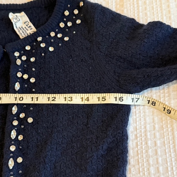 Abercrombie&Fitch "Ezra Fitch" Navy Cashmere Cropped Sweater Size Medium - Picture 4 of 5